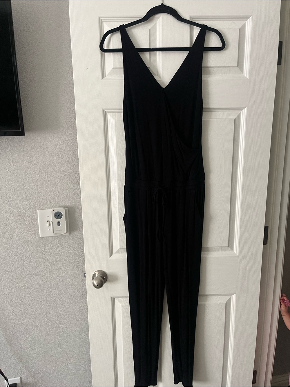 CABI Black Sleeveless V-Neck Drawstring Jumpsuit